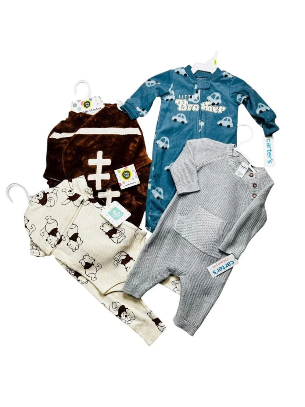 NWT Boy 0-3 Months Set of 4 Items Wrap Baby Football